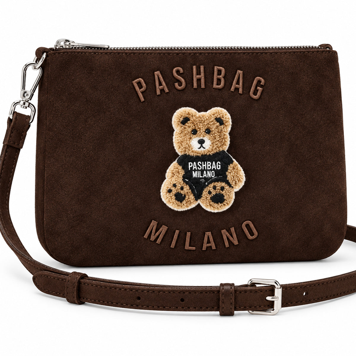 PashBag Borsa a Tracolla Compatta con Orsetto Ricamato