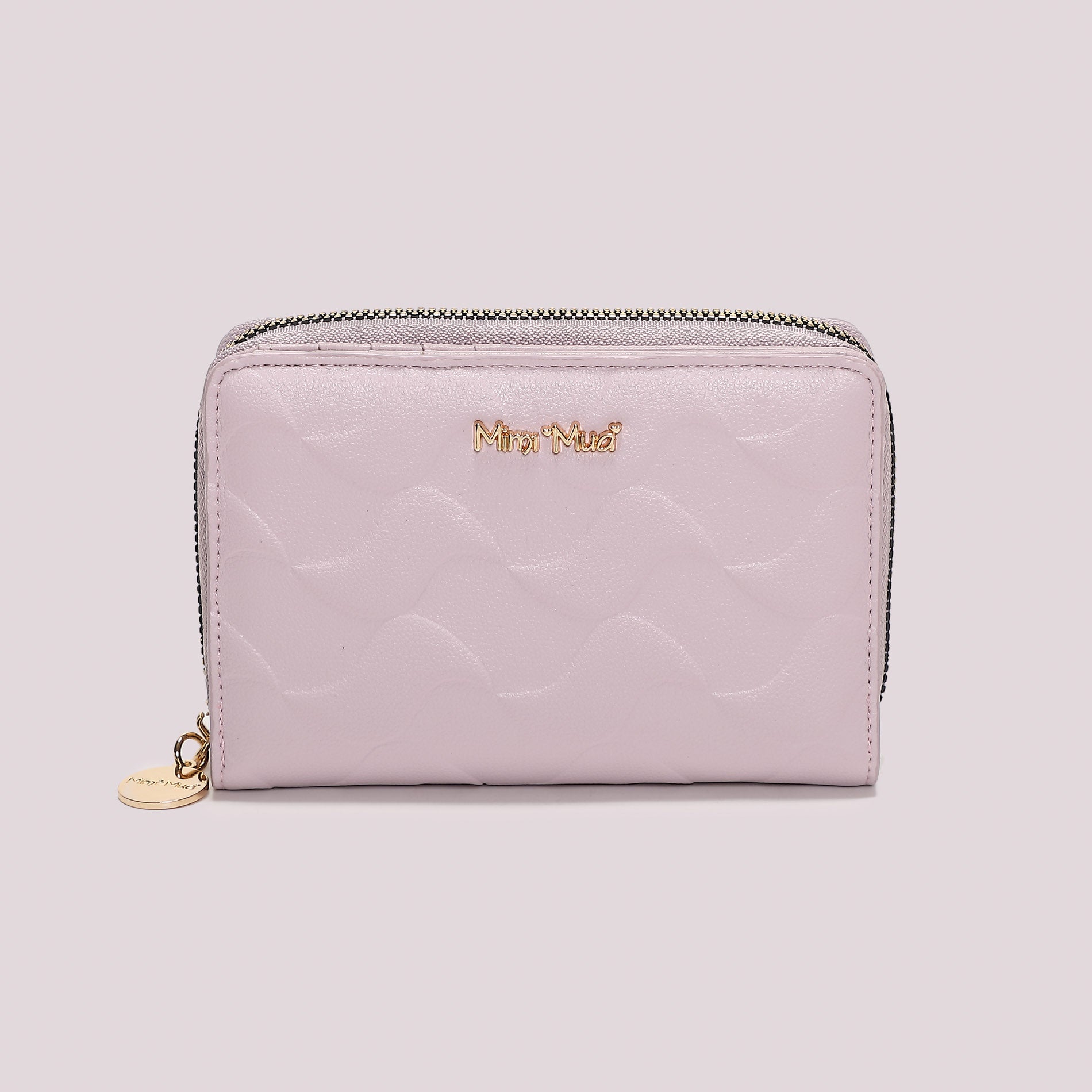 Portafoglio donna Mimi Mua compatto zip around con motivo trapuntato elegante Lilla TU | Giò Fashion