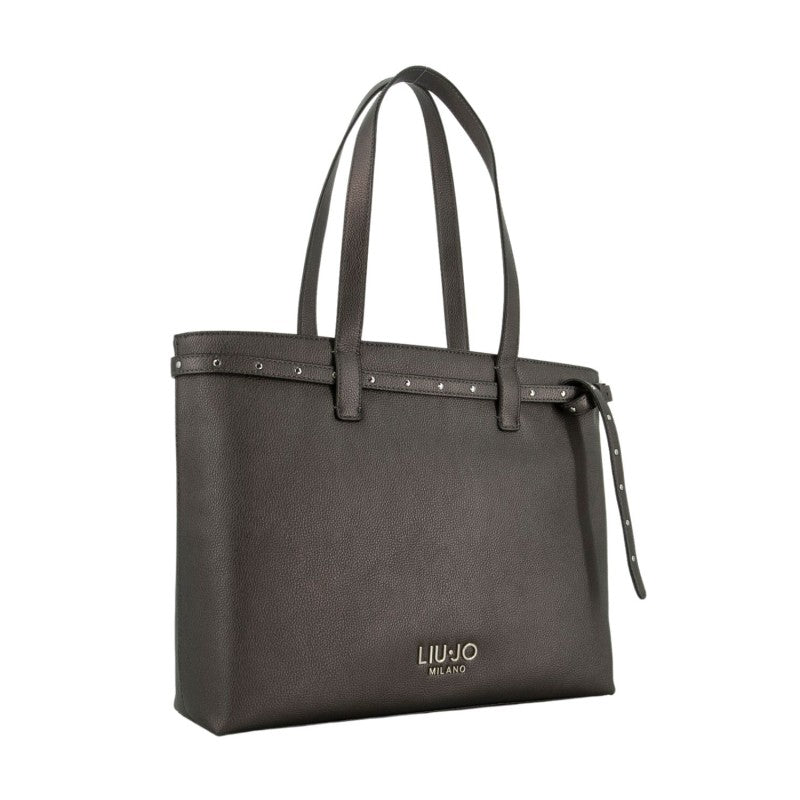 Shopper Liu Jo elegante con doppi manici e borchie decorative Grigio TU | Giò Fashion