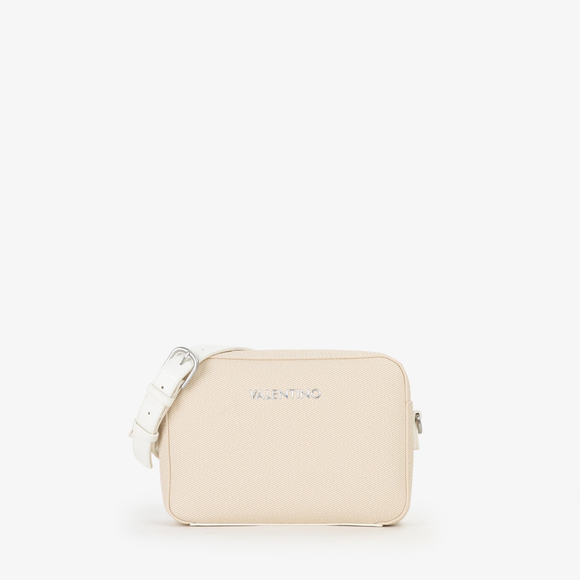 Borsa a tracolla Mario Valentino compatta in tessuto con chiusura zip e design essenziale Bianco TU | Giò Fashion