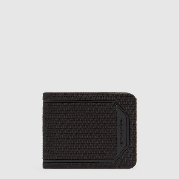 Portafoglio Piquadro uomo compatto con porta monete e porta carte in pelle e tessuto NERO TU | Giò Fashion