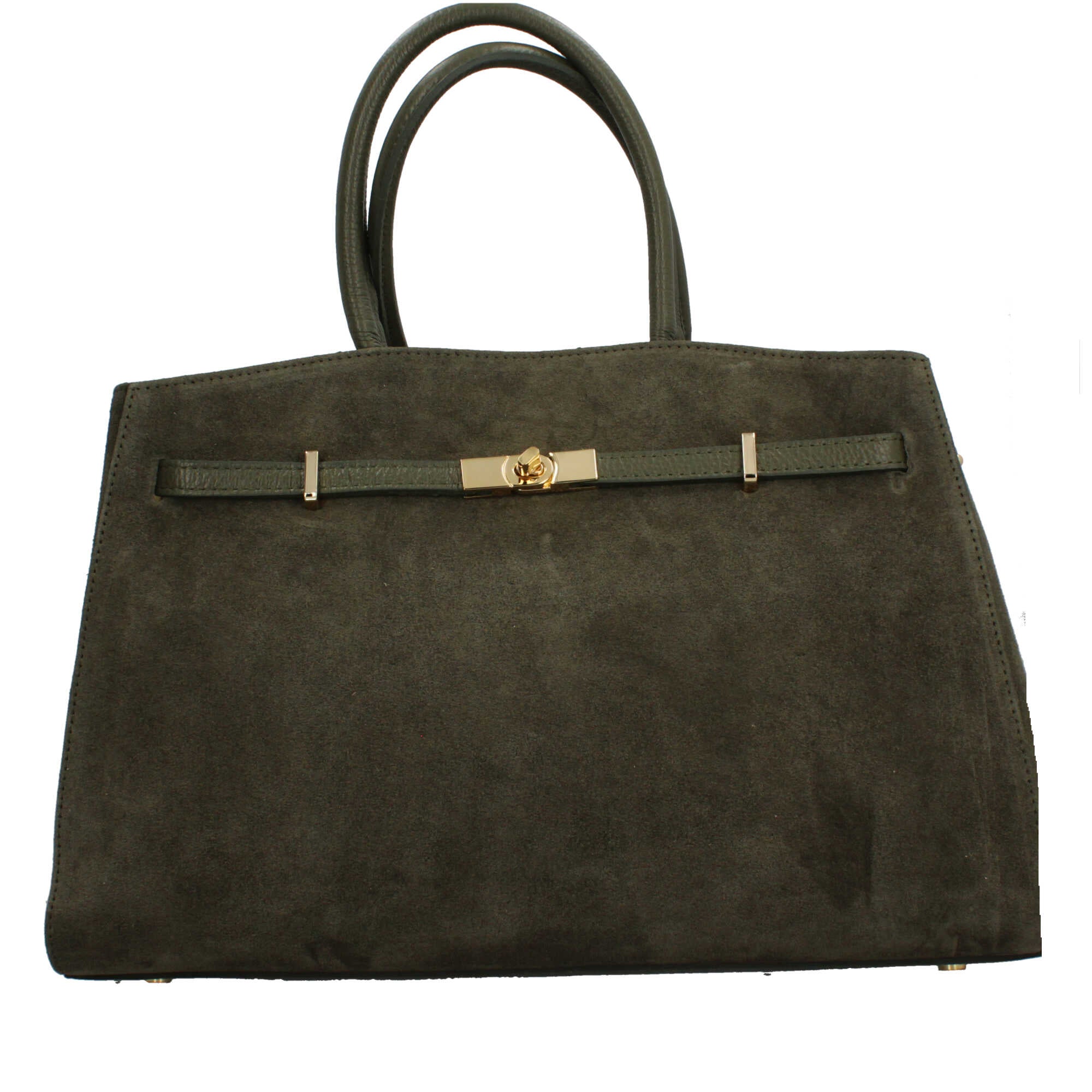 Borsa Made in Italy in stile elegante con manici rigidi e dettaglio frontale VERDE TU | Giò Fashion