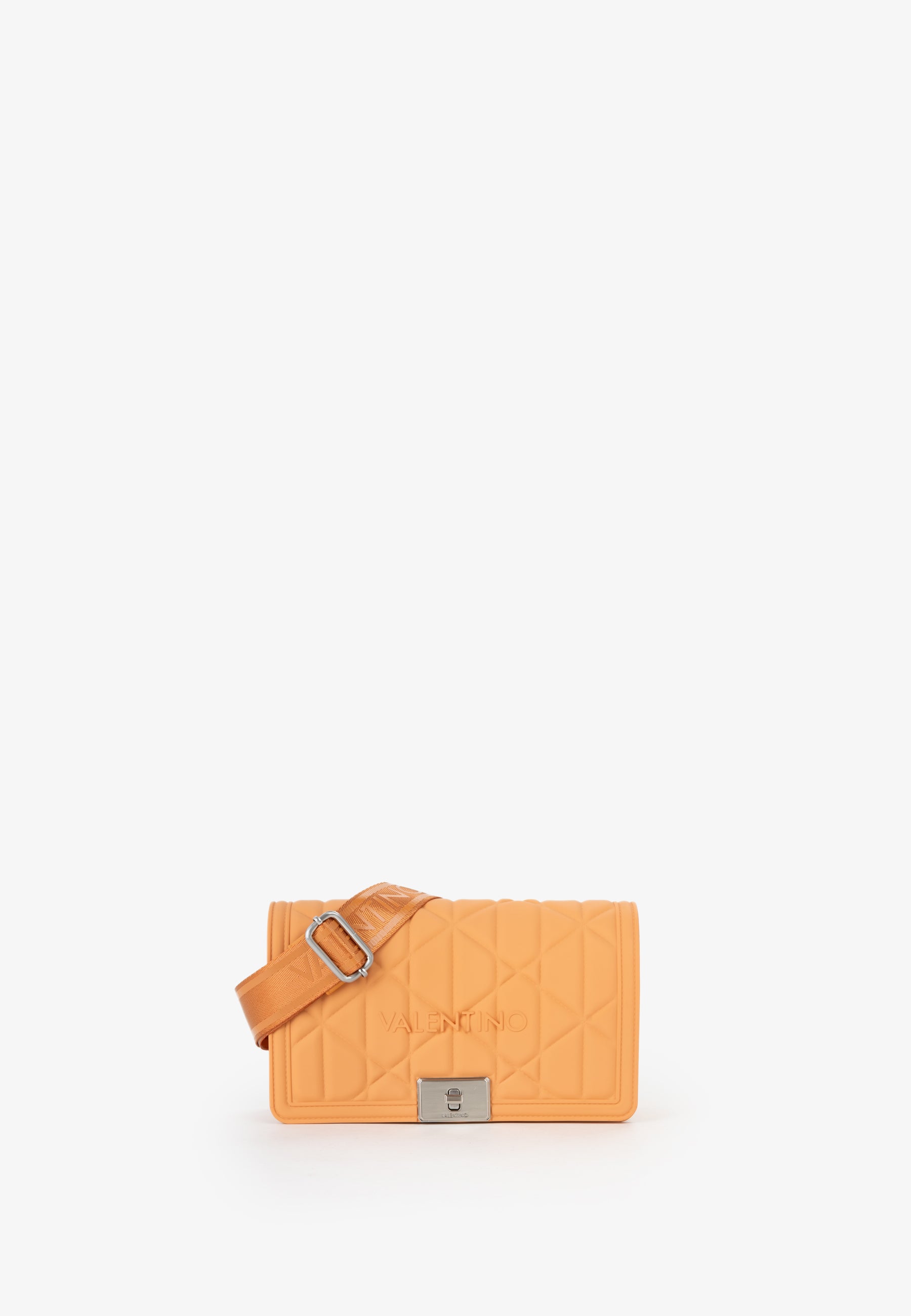 Borsa a tracolla donna Mario Valentino trapuntata con chiusura a scatto e tracolla logata ARANCIO TU | Giò Fashion