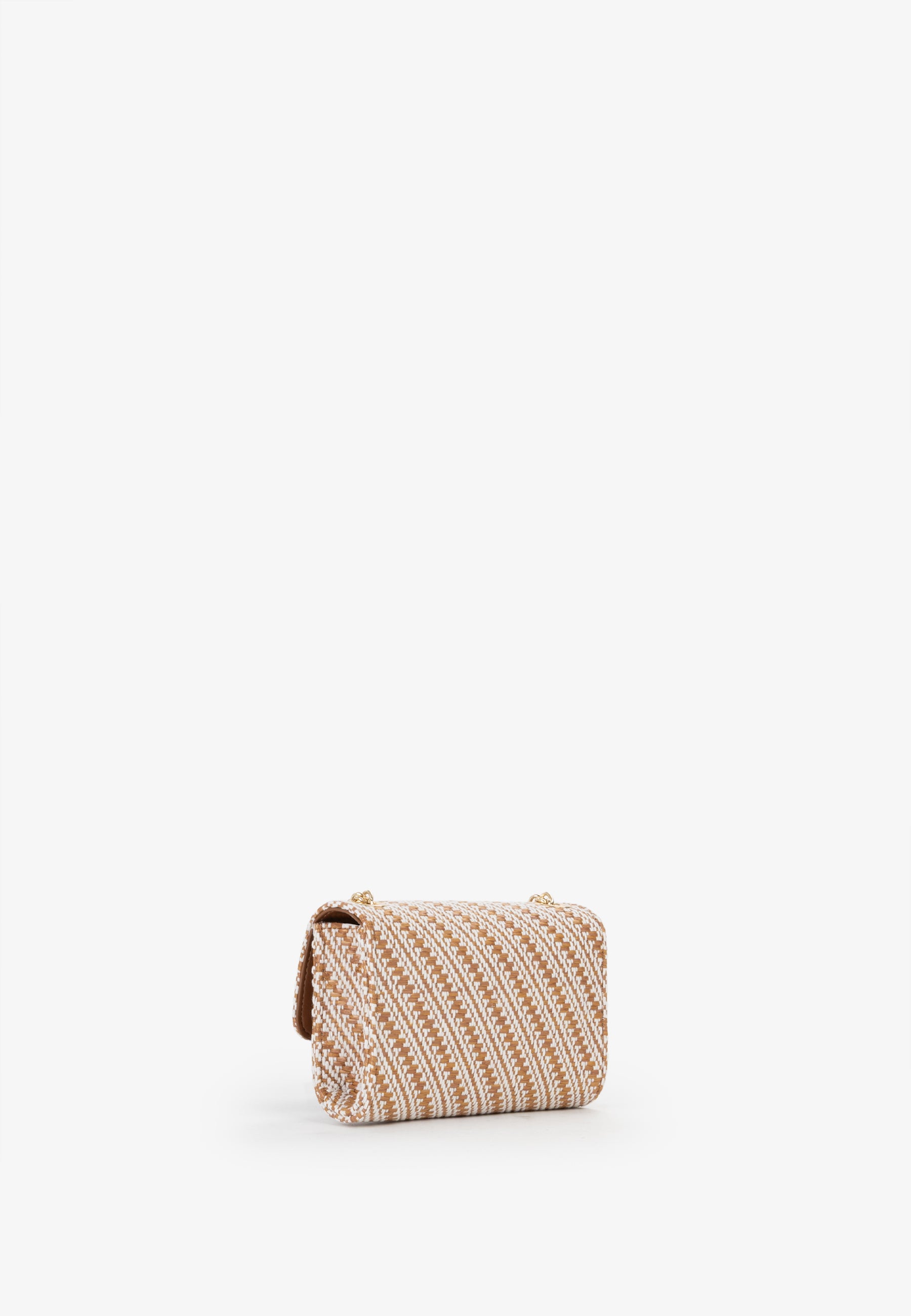 Mini bag donna Mario Valentino in tessuto intrecciato con tracolla a catena CUOIO/MULTICOLOR TU | Giò Fashion