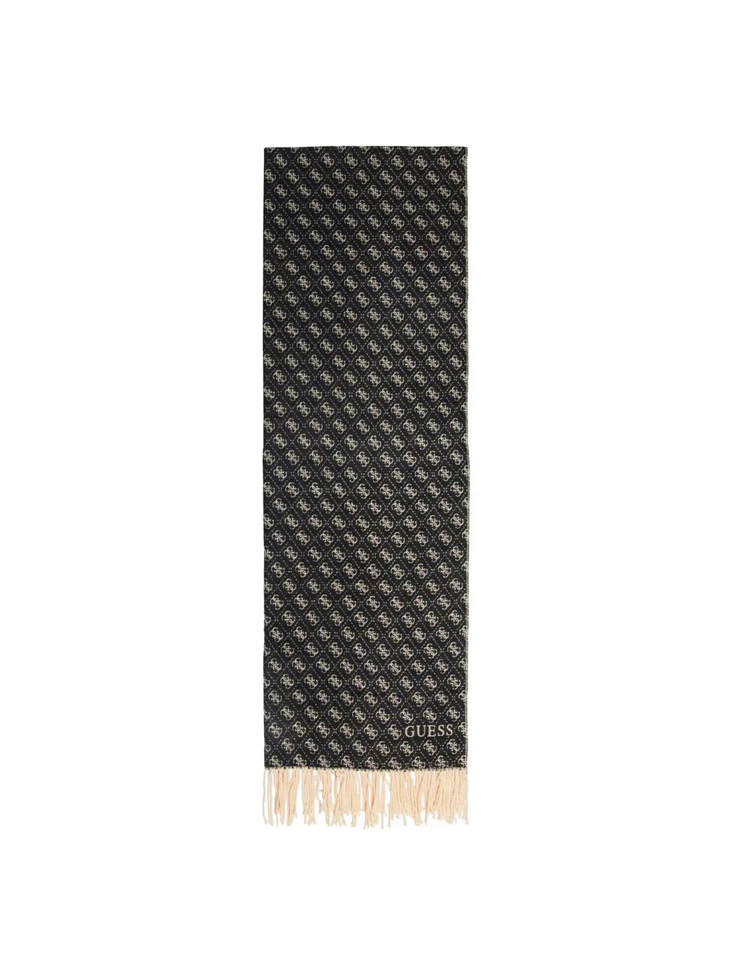 Sciarpa Guess con monogram e frange NERO TU | Giò Fashion