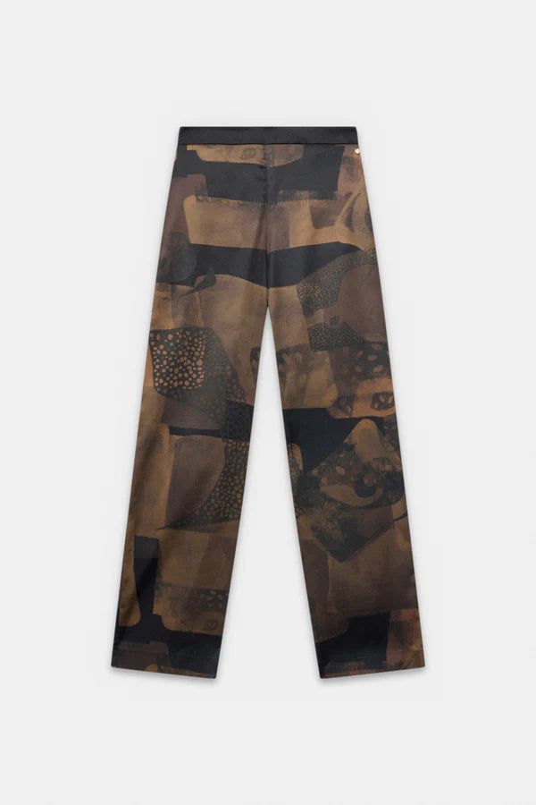 Anekke pantaloni donna con stampa artistica stile moderno elegante Verde S/M | Giò Fashion