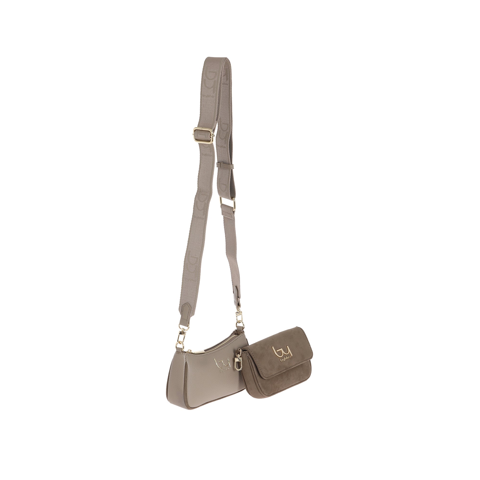 Borsa a tracolla By Byblos effetto scamosciato con logo frontale Beige TU | Giò Fashion