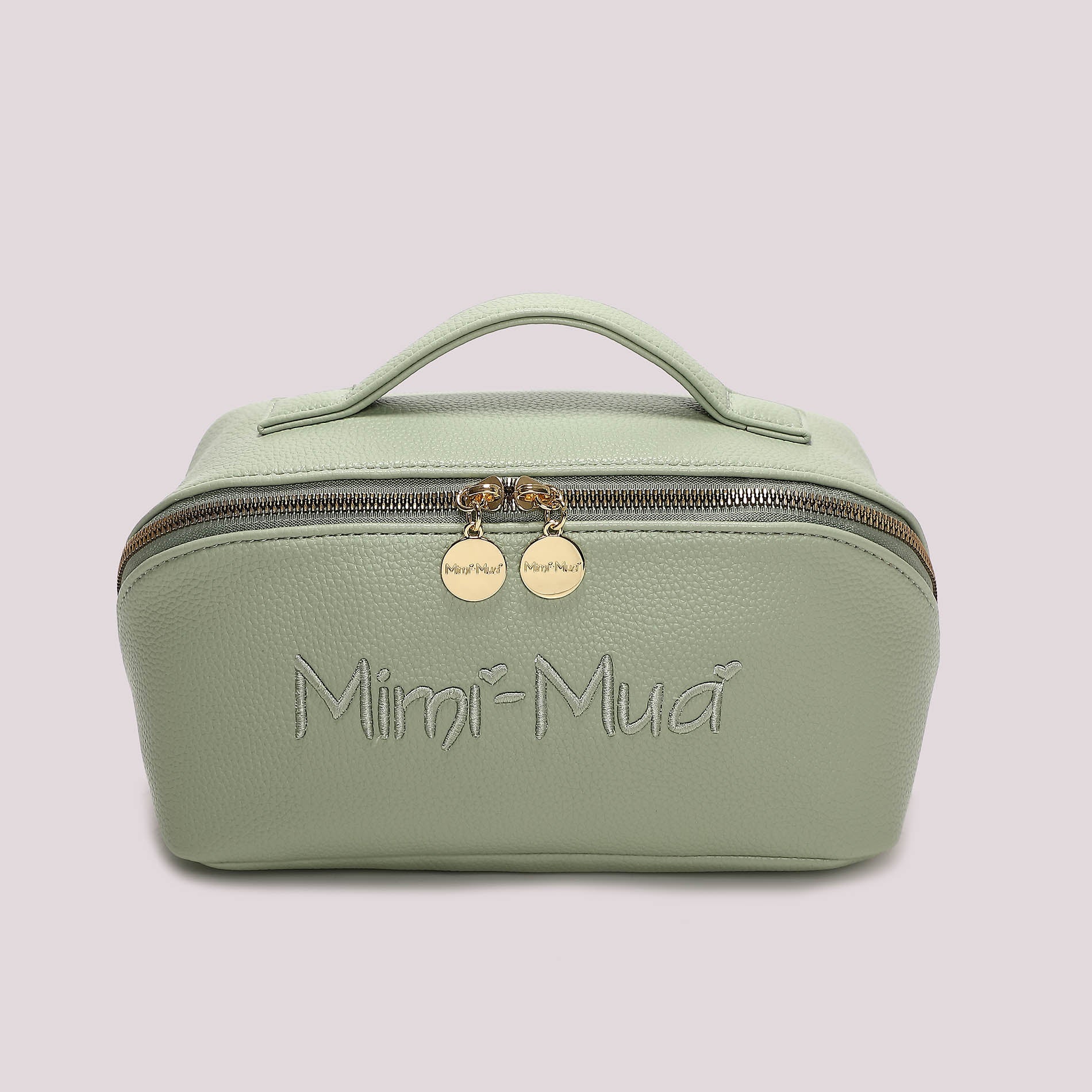 Beauty case donna Mimi Mua con manico e zip superiore design elegante VERDE ACQUA TU | Giò Fashion