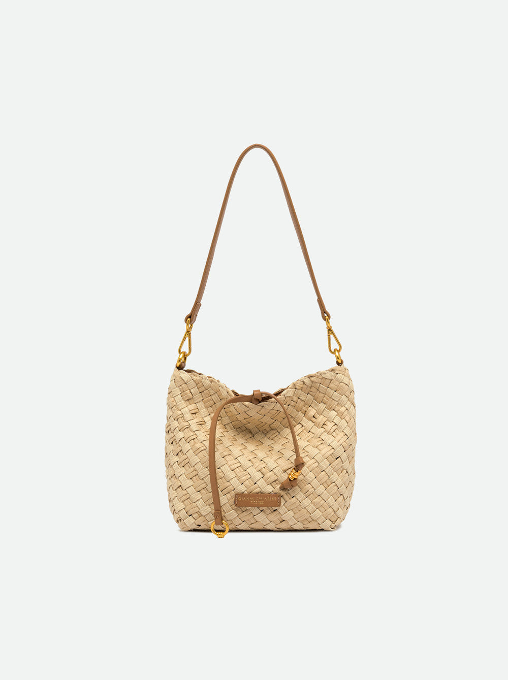 Borsa a spalla Gianni Chiarini intrecciata compatta con chiusura a laccio