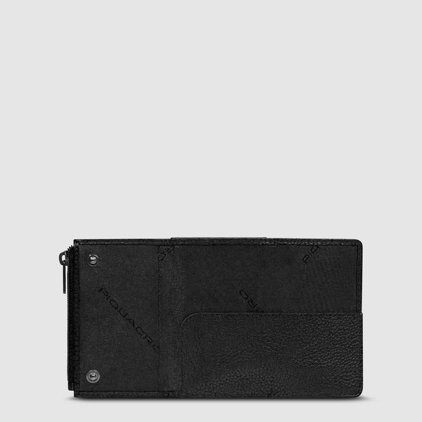 Portacarte Piquadro in pelle con zip e chiusura a pressione