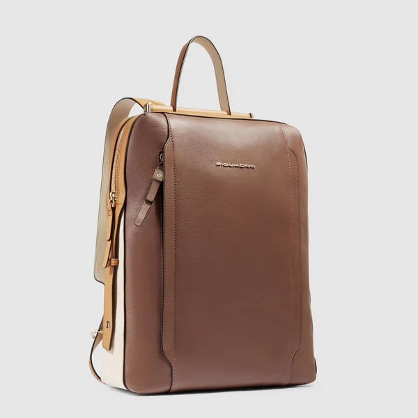 Piquadro zaino porta PC 14" in pelle con protezione antiurto Marrone TU | Giò Fashion