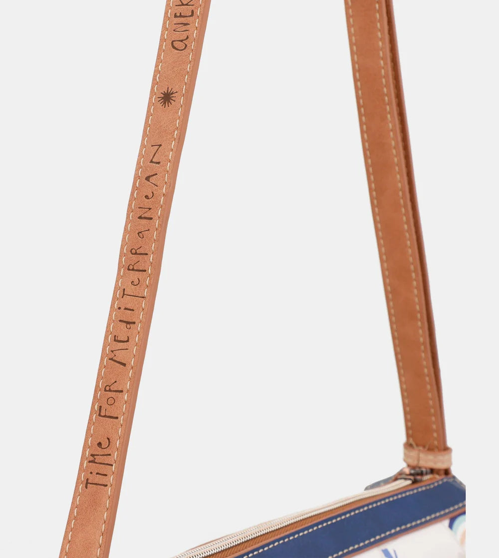 Borsa a tracolla Anekke Sunrise con tre scomparti e stampa mediterranea Bianco TU | Giò Fashion