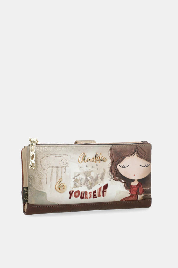 Portafoglio donna Anekke grande con zip organizer carte e monete Marrone TU | Giò Fashion