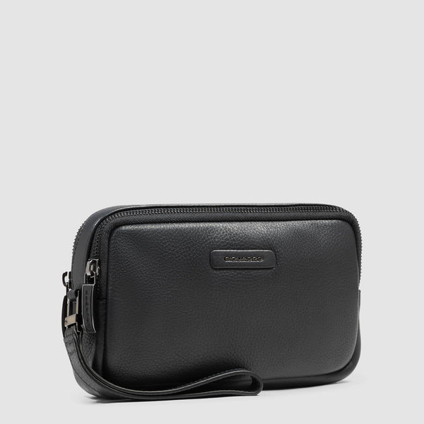 Pochette Piquadro in pelle con polsino e tasche interne Nero TU | Giò Fashion