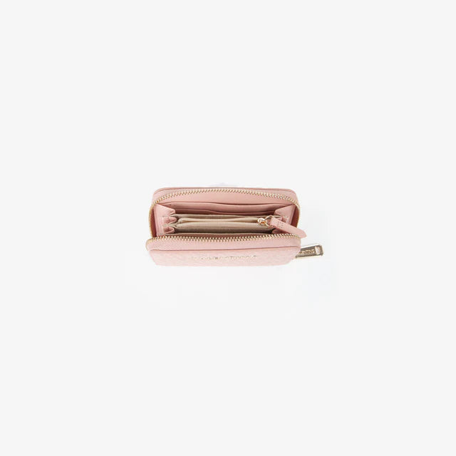 Portafoglio donna Mario Valentino compatto con chiusura zip e design elegante Rosa TU | Giò Fashion