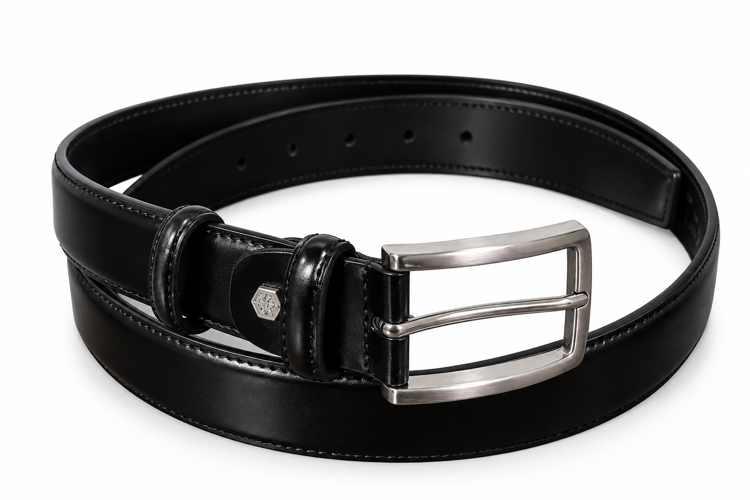 Lumberjack Cintura Uomo Nera Elegante con Fibbia Argentata