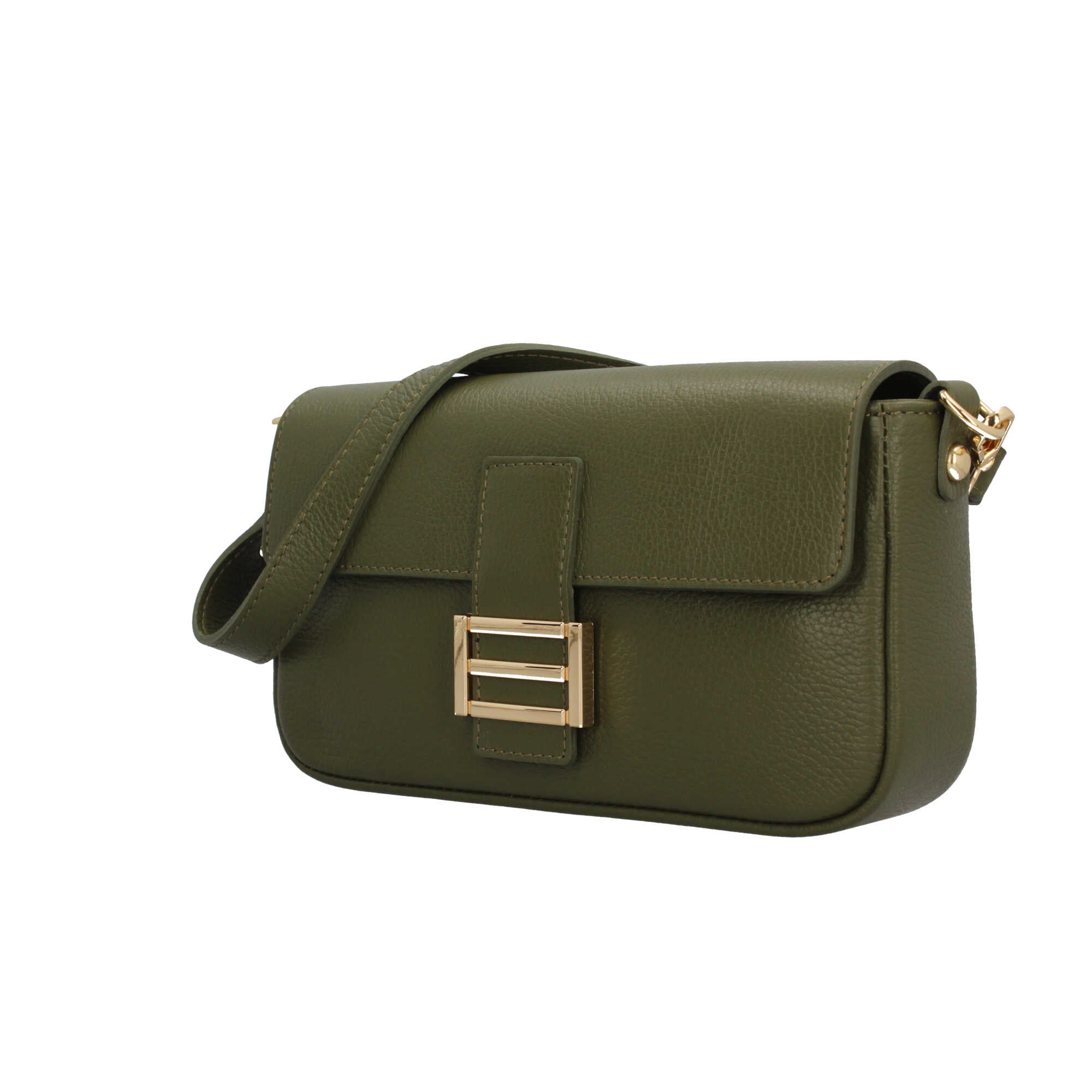 Borsa a tracolla in vera pelle martellata Made in Italy Verde TU | Giò Fashion