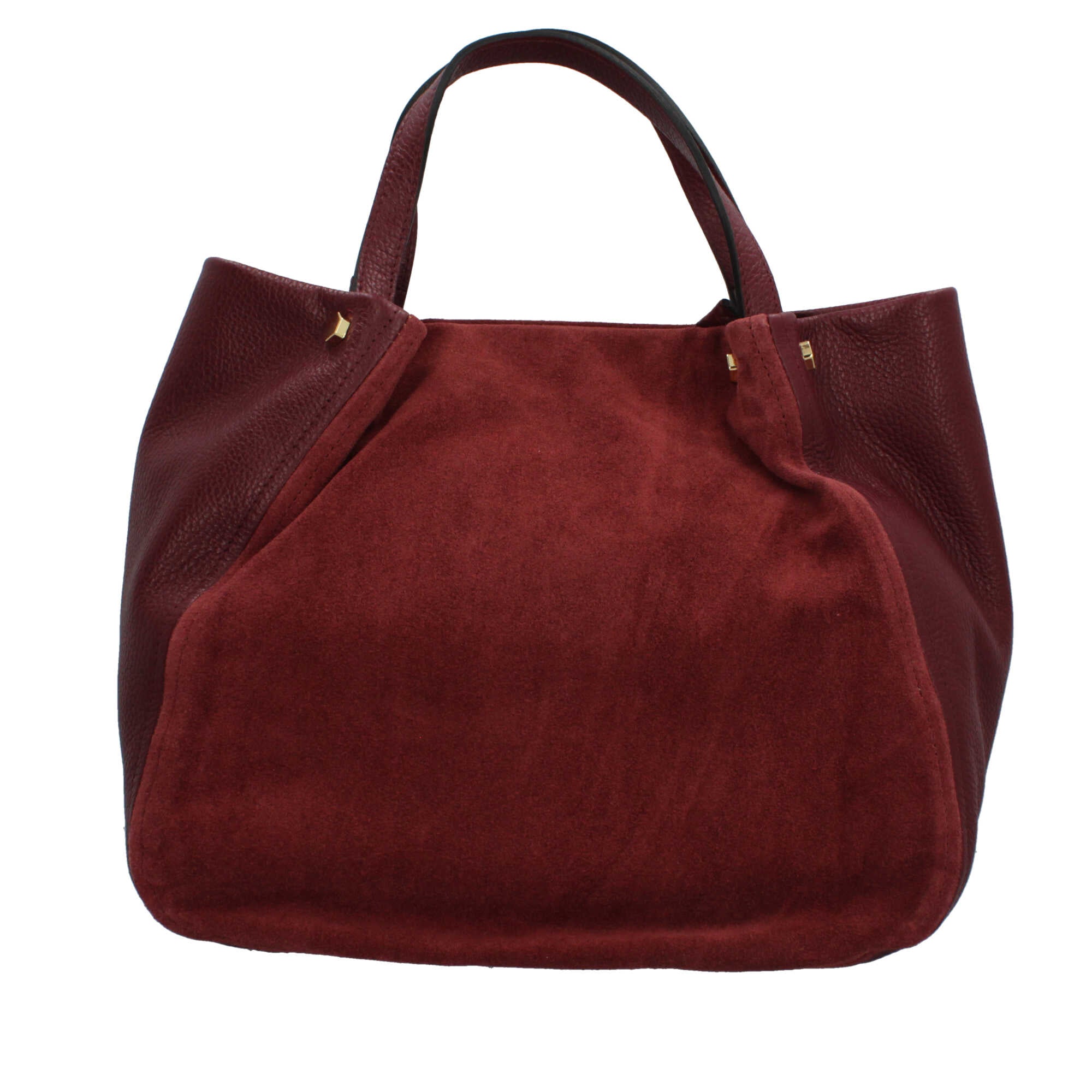Borsa a mano Made in Italy in pelle e suede con tracolla rimovibile BORDEAUX TU | Giò Fashion