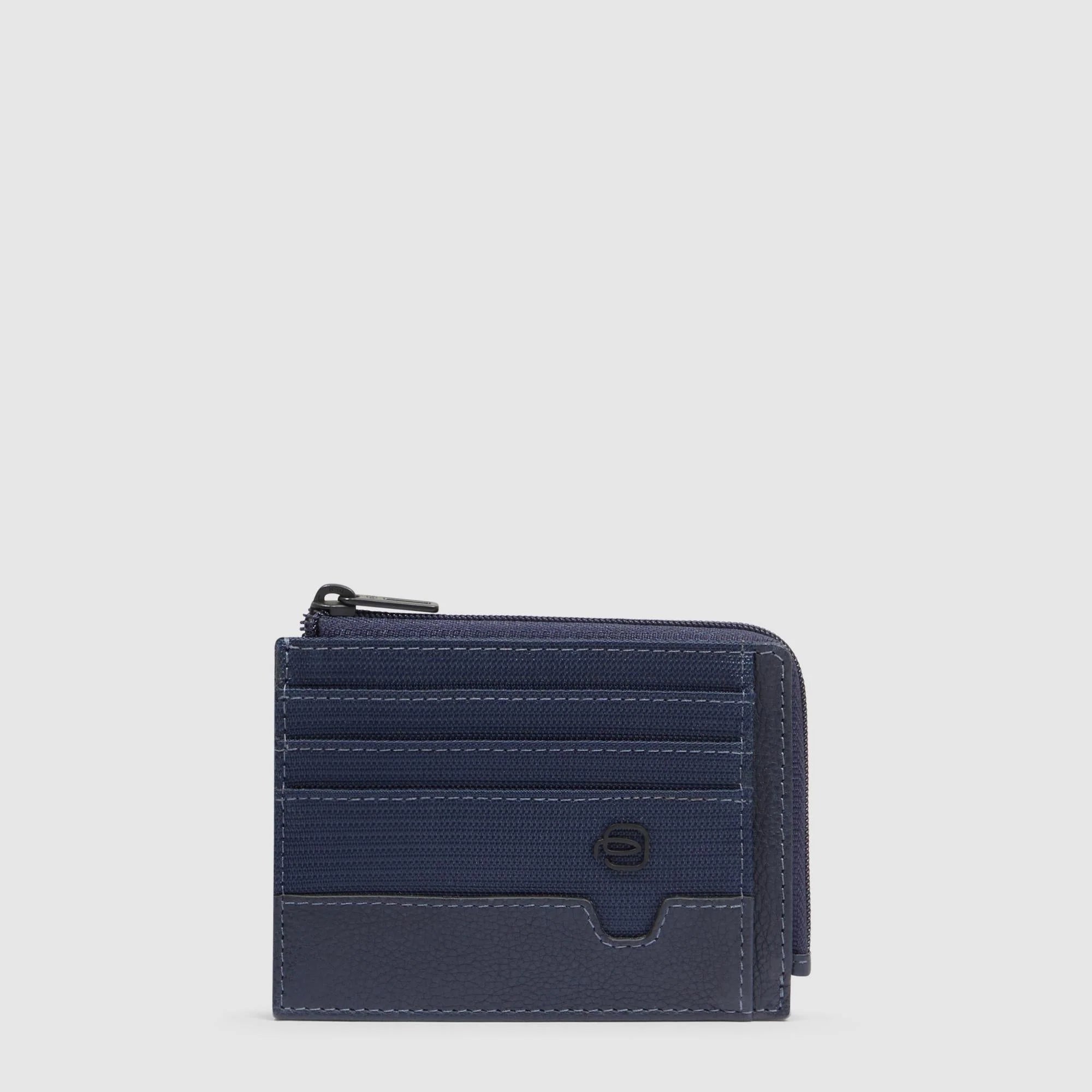 Portafoglio uomo Piquadro compatto con porta carte e chiusura zip BLU TU | Giò Fashion