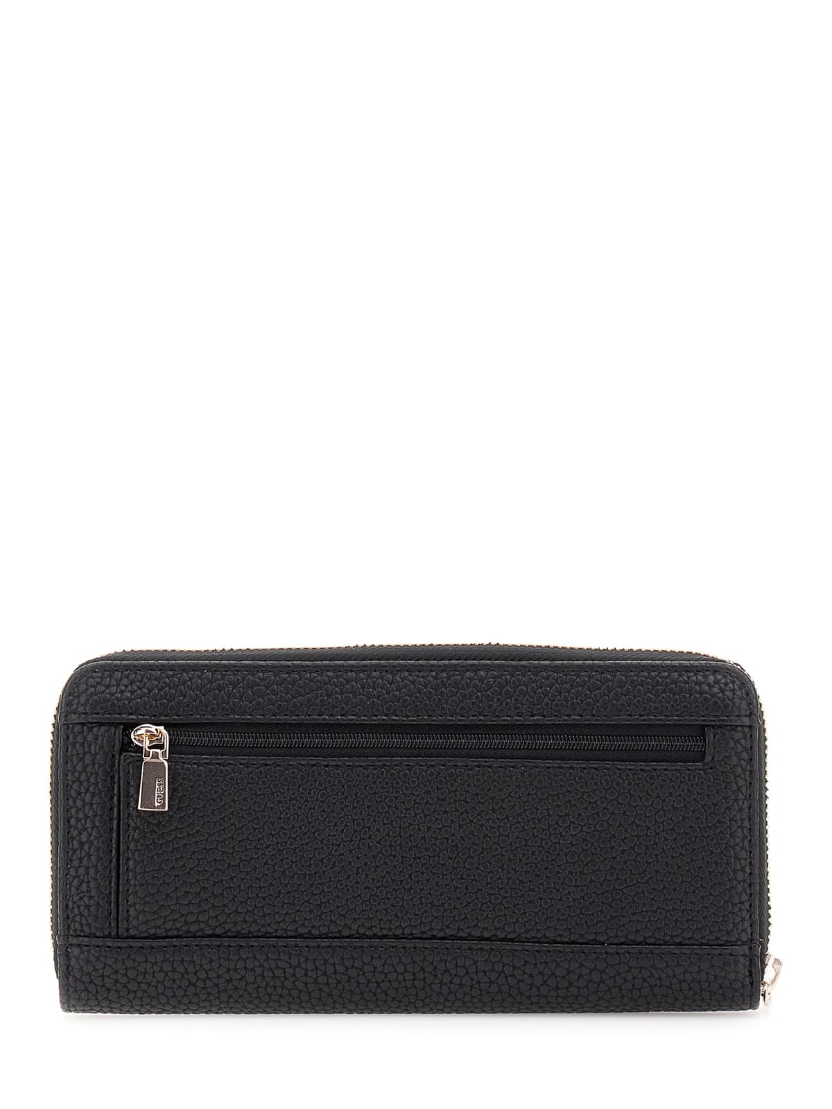Portafoglio lungo Guess donna effetto pelle martellata con zip Nero TU | Giò Fashion