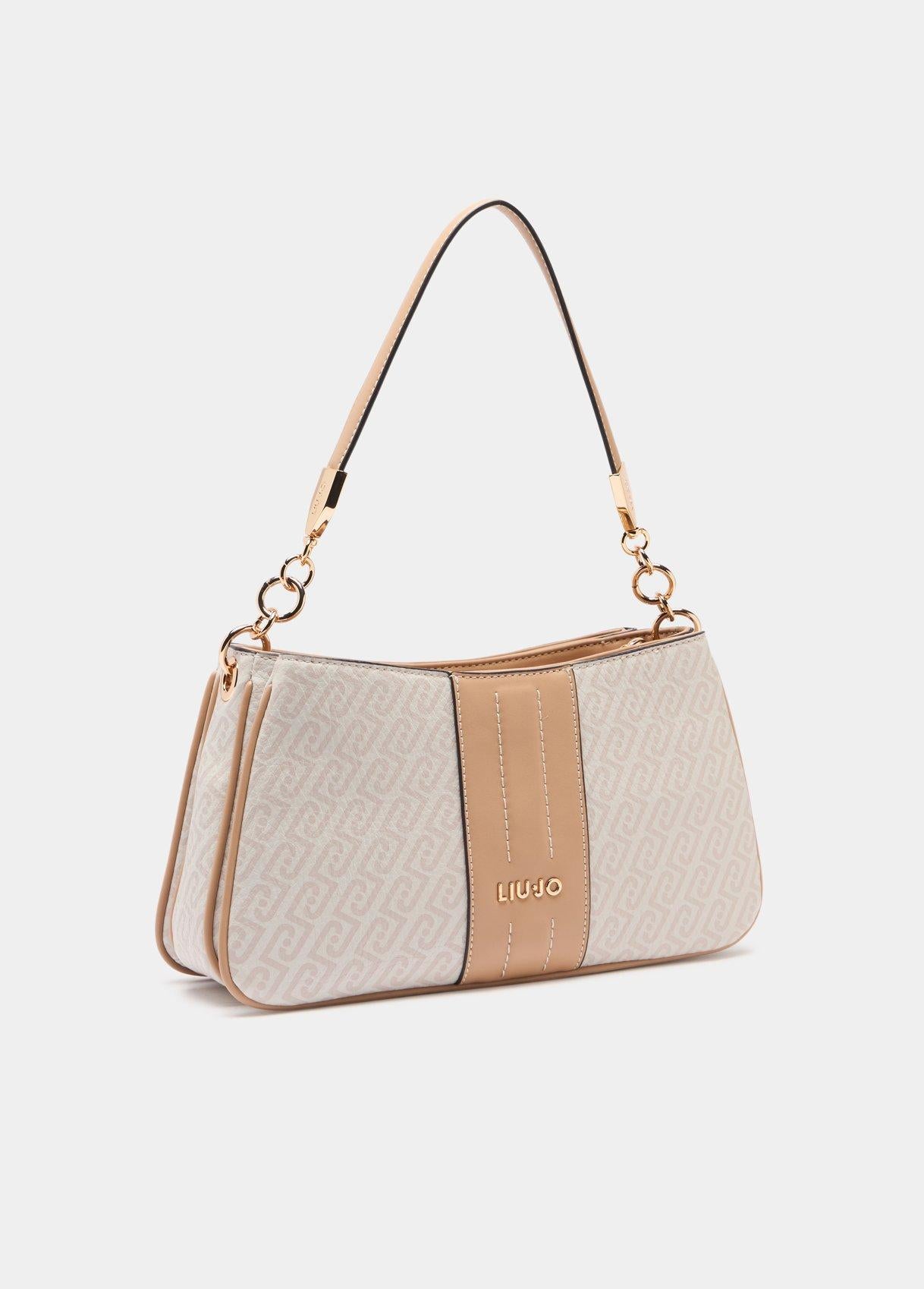 Borsa a Spalla Liu Jo con Stampa Monogram e Dettagli Catena Naturale cipria TU | Giò Fashion