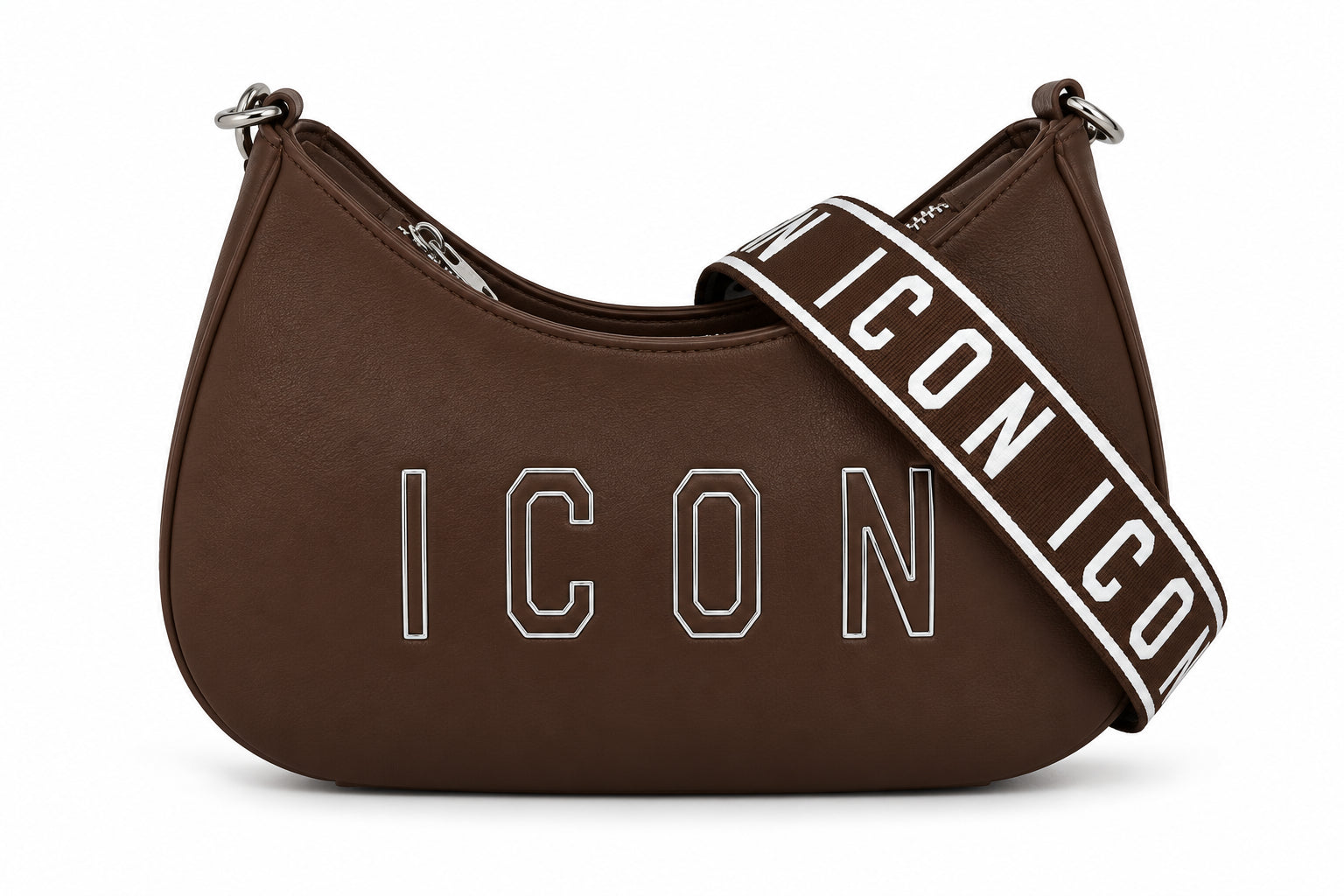 Borsa a spalla con tracolla logata e logo a contorno