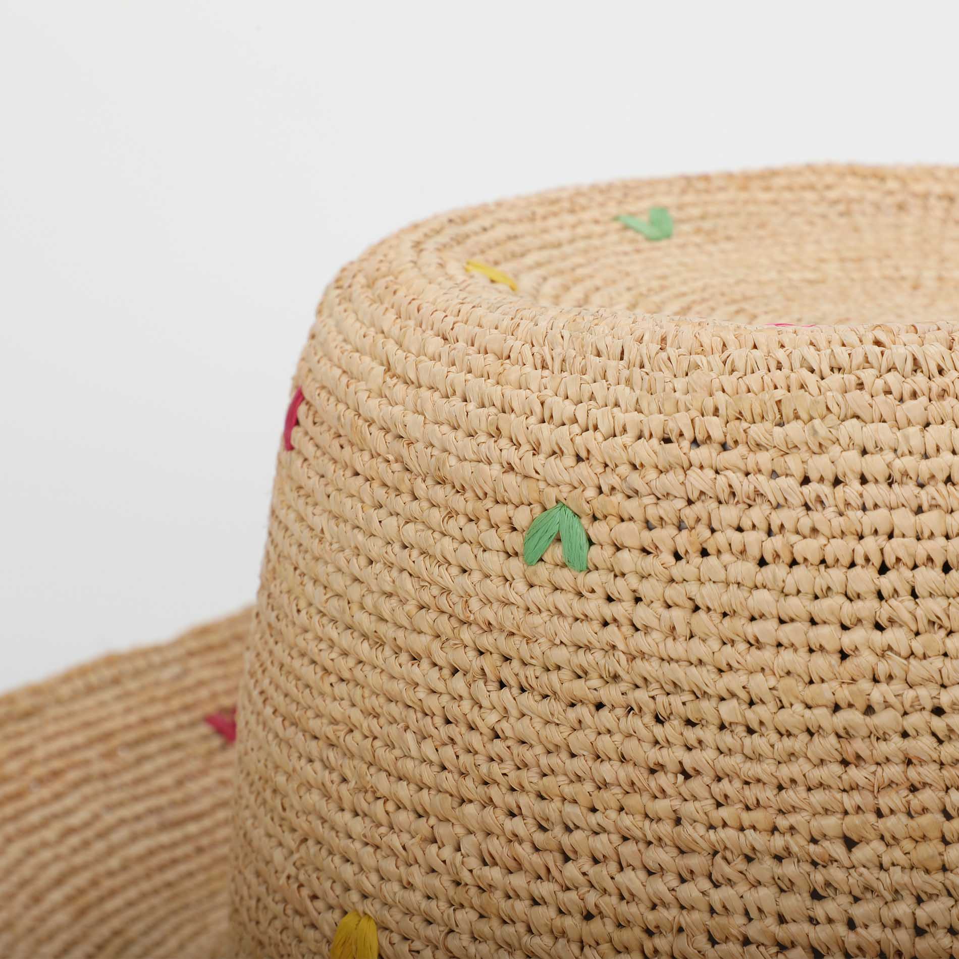 Cappello Mimi Mua in rafia con dettagli decorativi