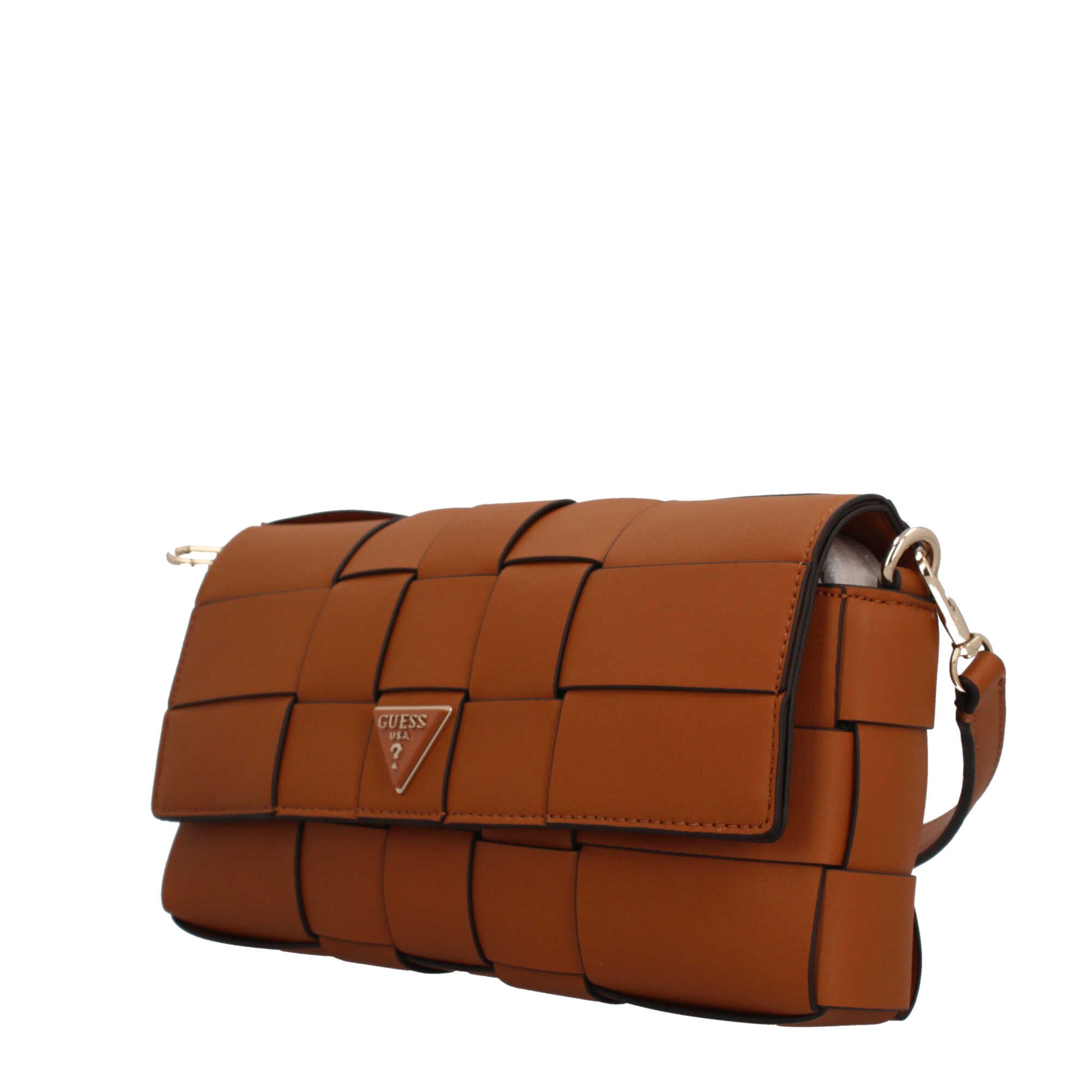 Borsa a spalla Guess intrecciata con logo frontale Marrone TU | Giò Fashion