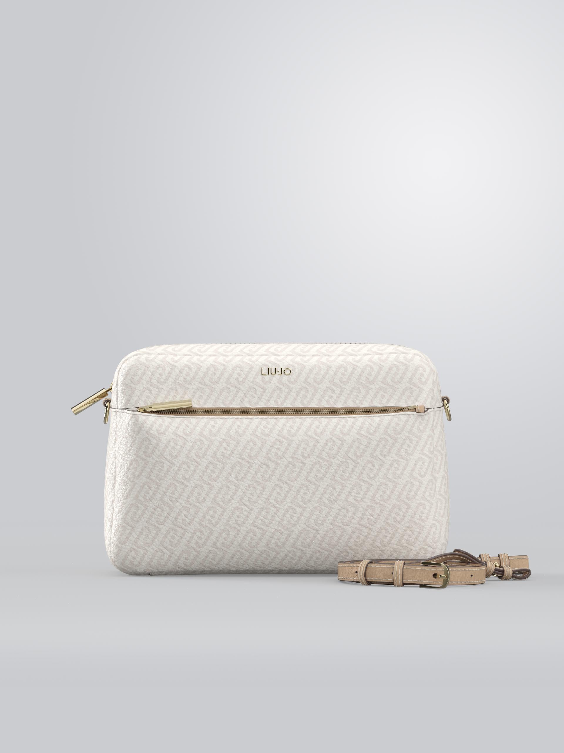 Borsa a tracolla Liu Jo elegante con logo all over e zip frontale Beige TU | Giò Fashion