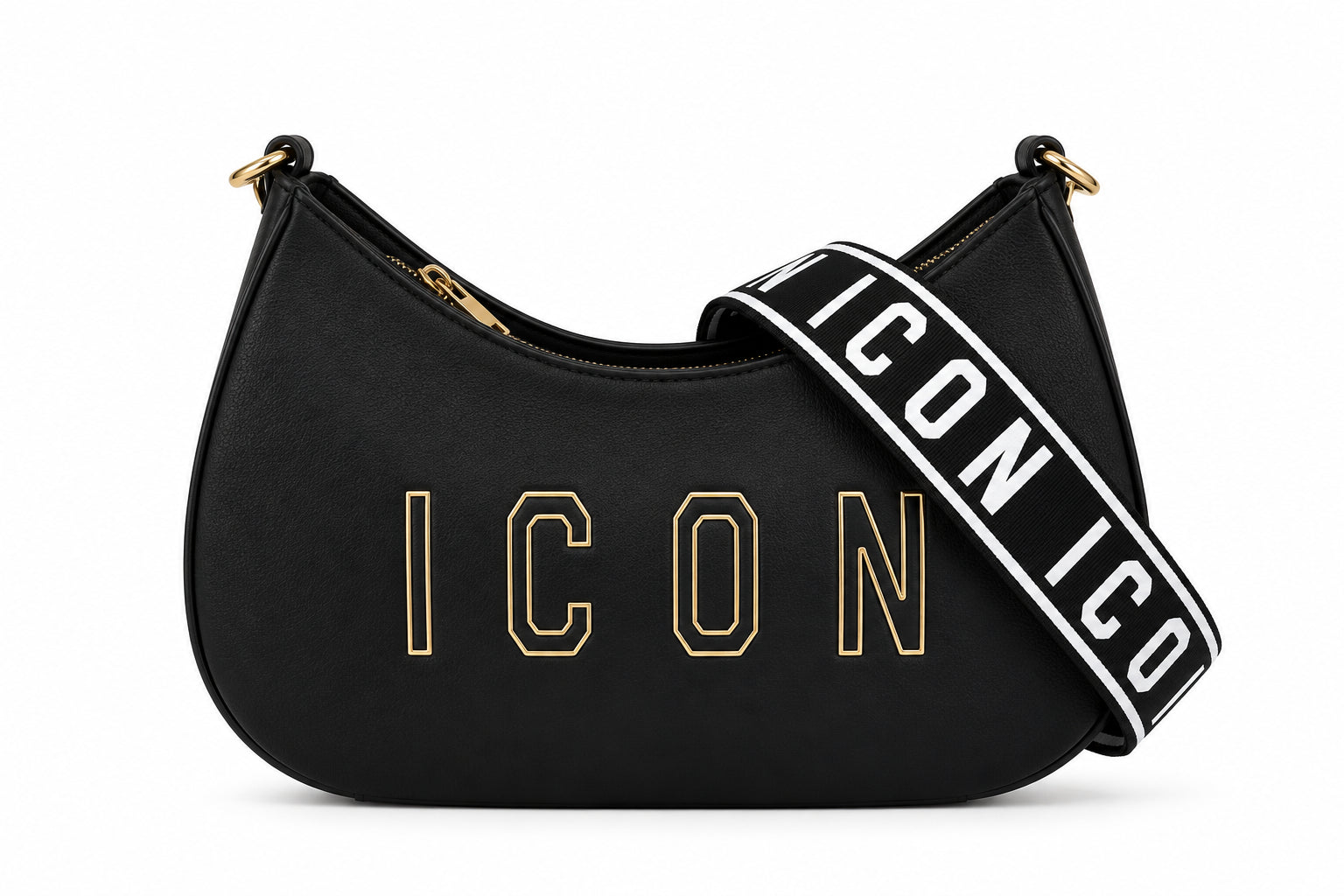 Borsa a spalla con tracolla logata e logo a contorno