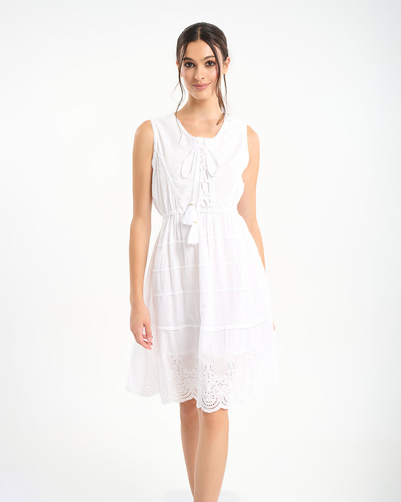 Ble Resort Collection Abito con Fiori all'Orlo