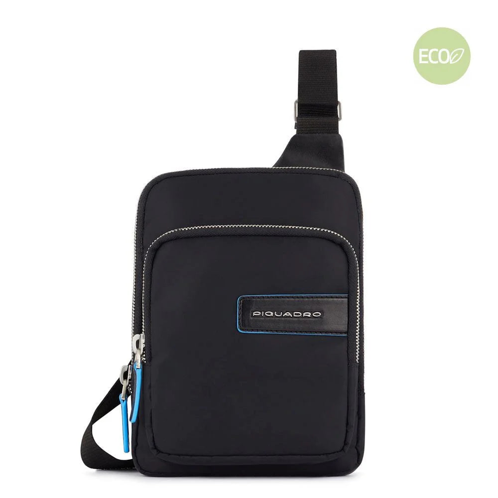 Borsello Uomo Piquadro in Pelle e Tessuto Riciclato Porta iPad® Mini – Blu