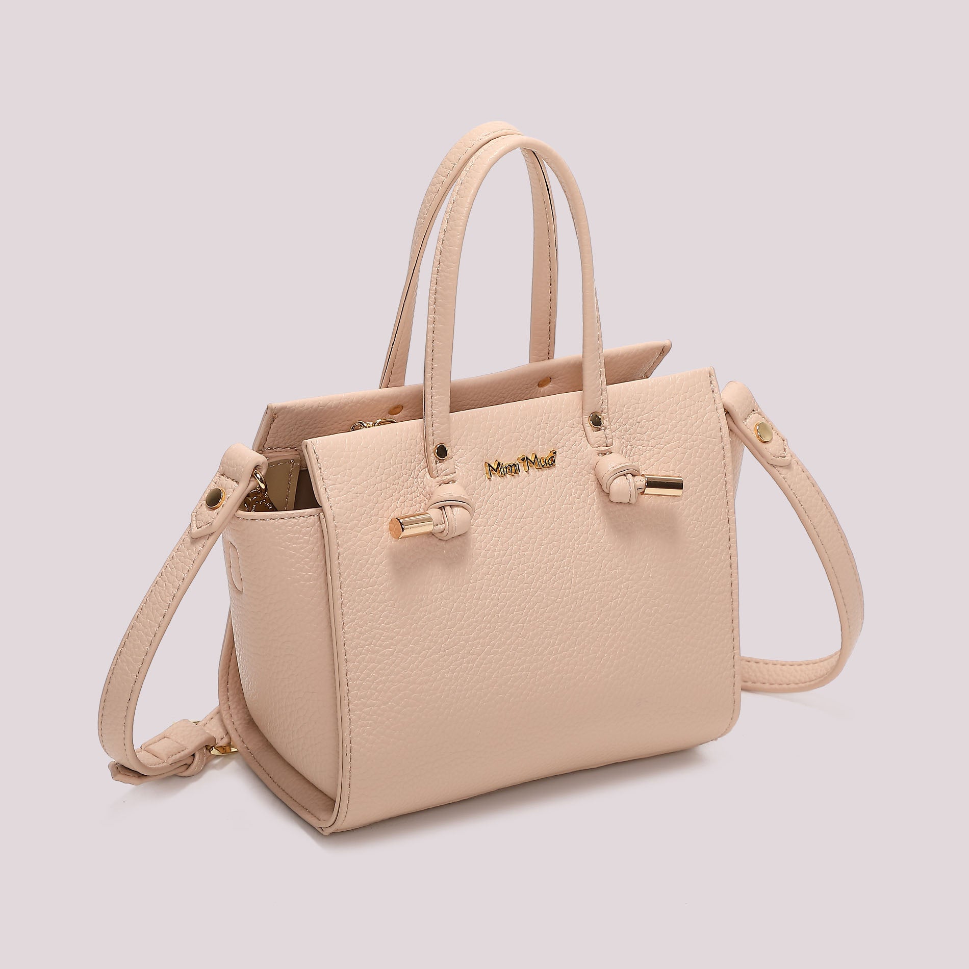Borsa tote donna beige Mimi Mua con manici lunghi e tracolla Cipria TU | Giò Fashion