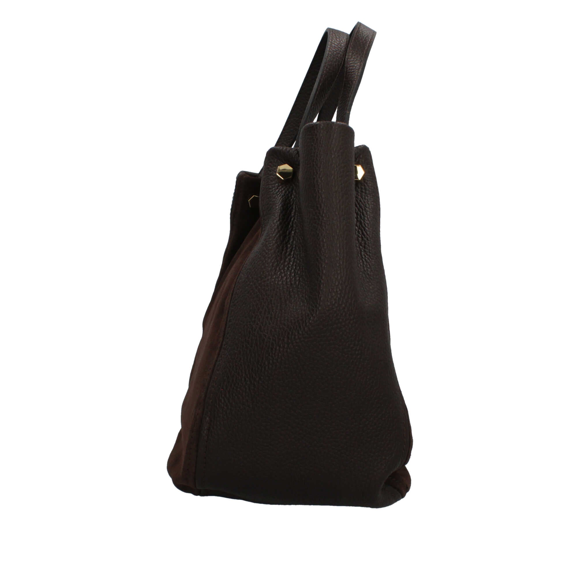 Borsa a mano Made in Italy in pelle e suede con tracolla rimovibile Marrone TU | Giò Fashion