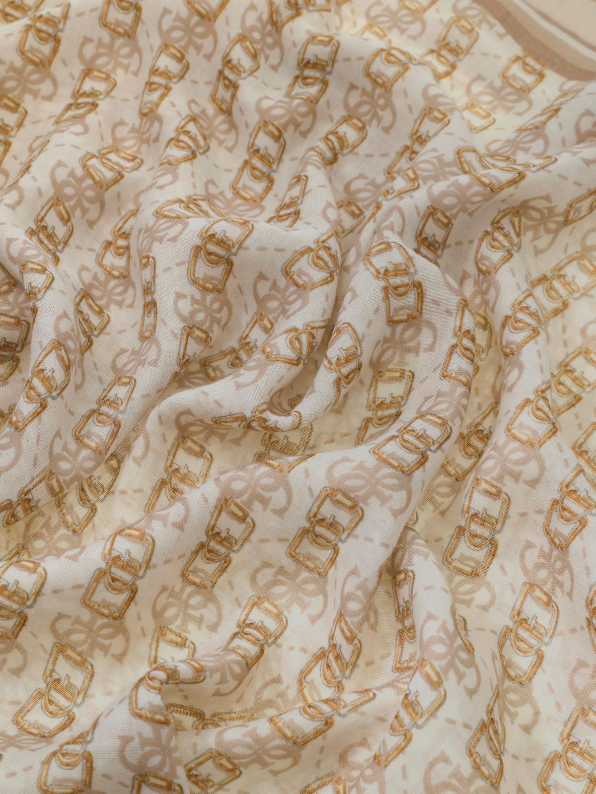 Foulard Guess donna fantasia logo all over elegante TAUPE LOGO TU | Giò Fashion