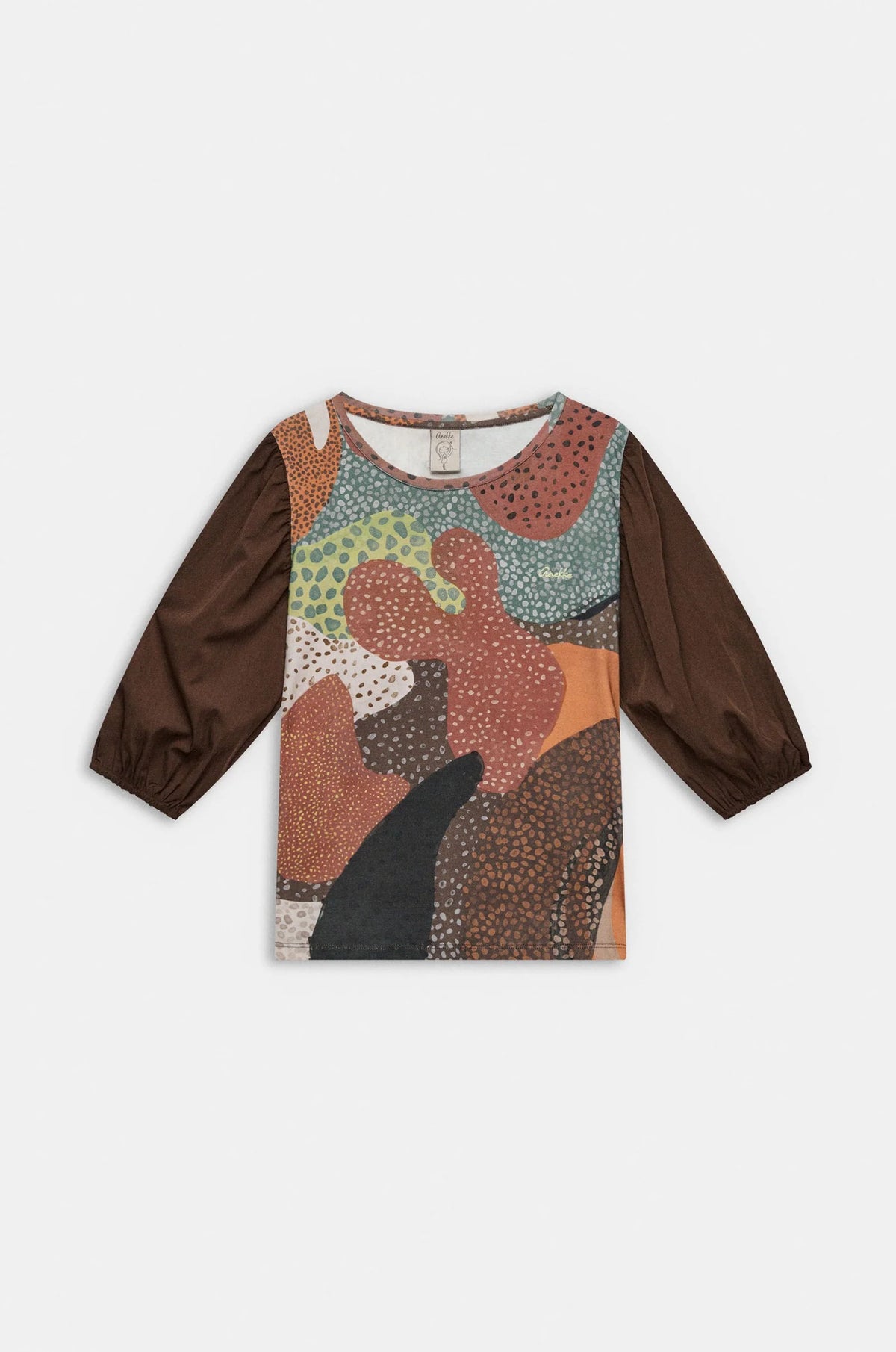 T-Shirt Donna Anekke con Stampa Artistica e Maniche a Sbuffo