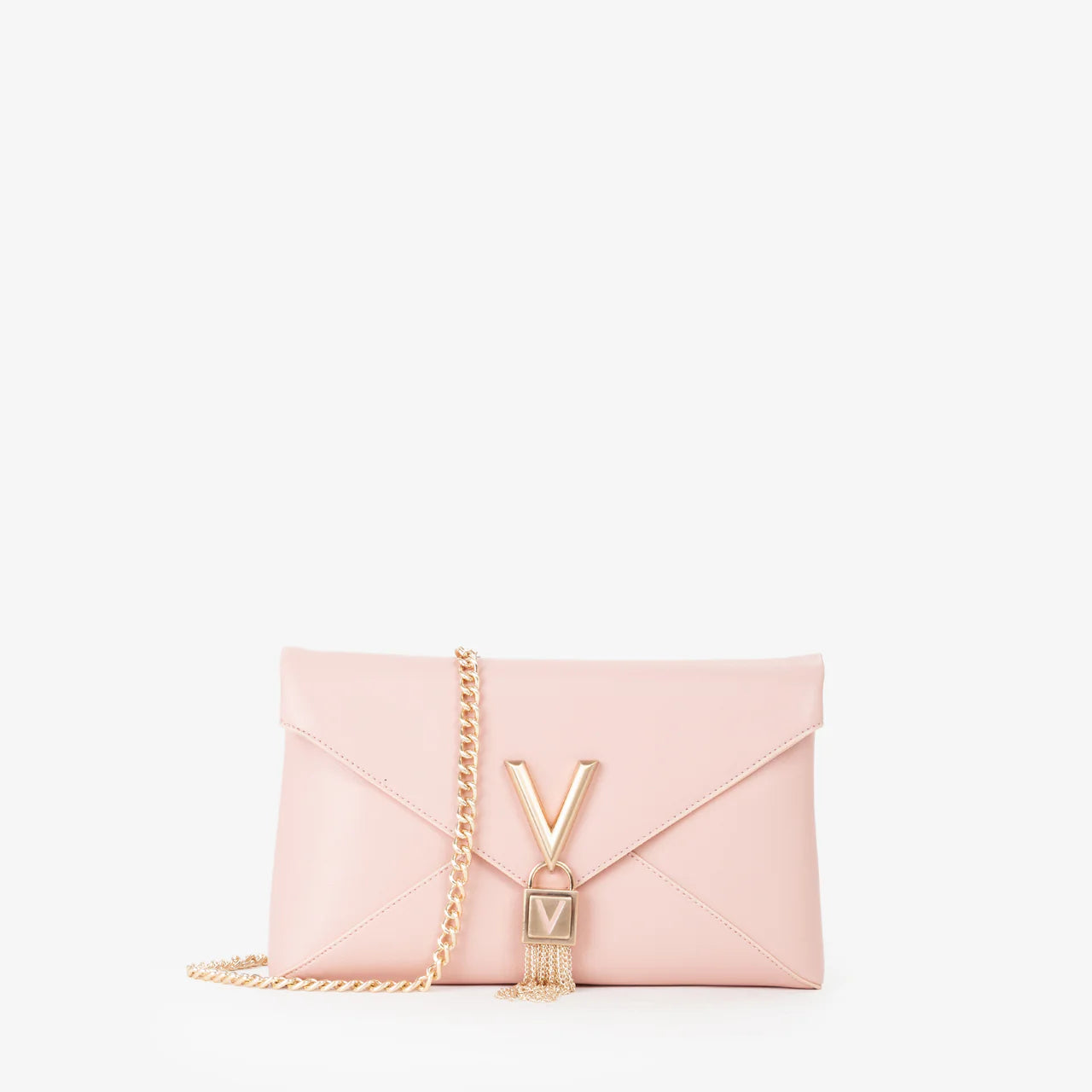 Valentino clutch donna elegante con dettaglio V e patta Rosa TU | Giò Fashion