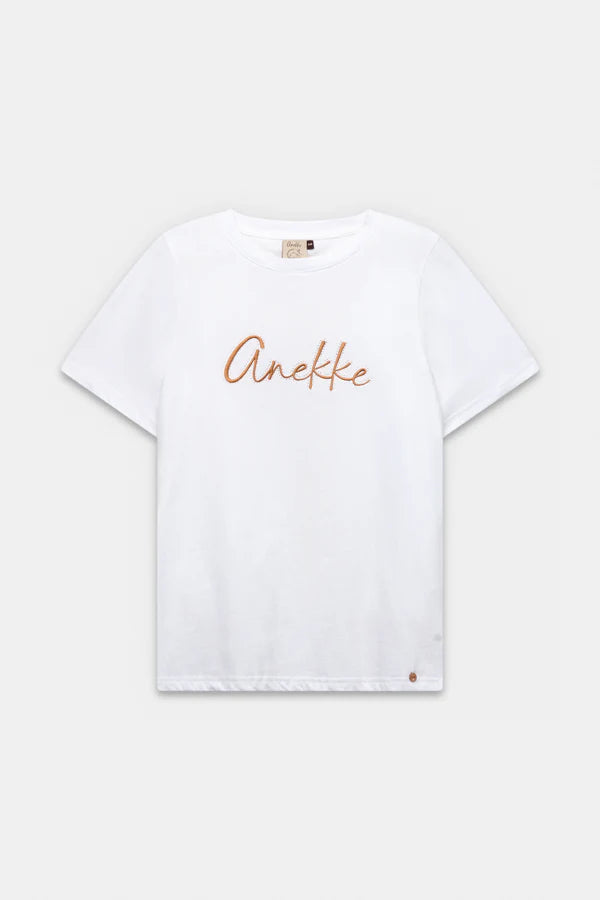 T shirt donna Anekke manica corta con logo frontale stile casual Bianco S/M | Giò Fashion