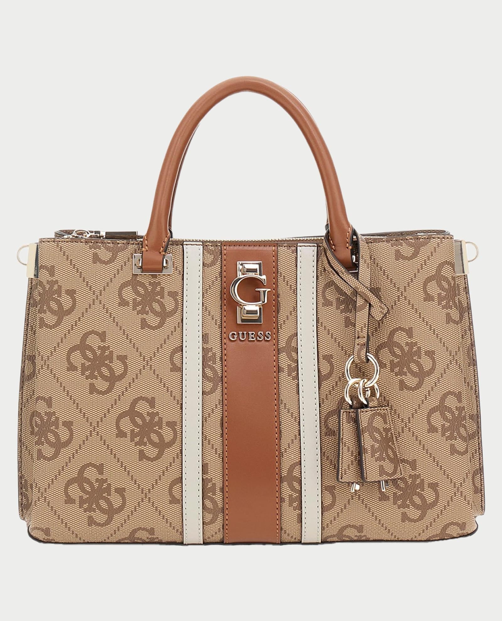 Borsa Guess a mano con monogram e dettagli a contrasto BEIGE LOGO TU | Giò Fashion