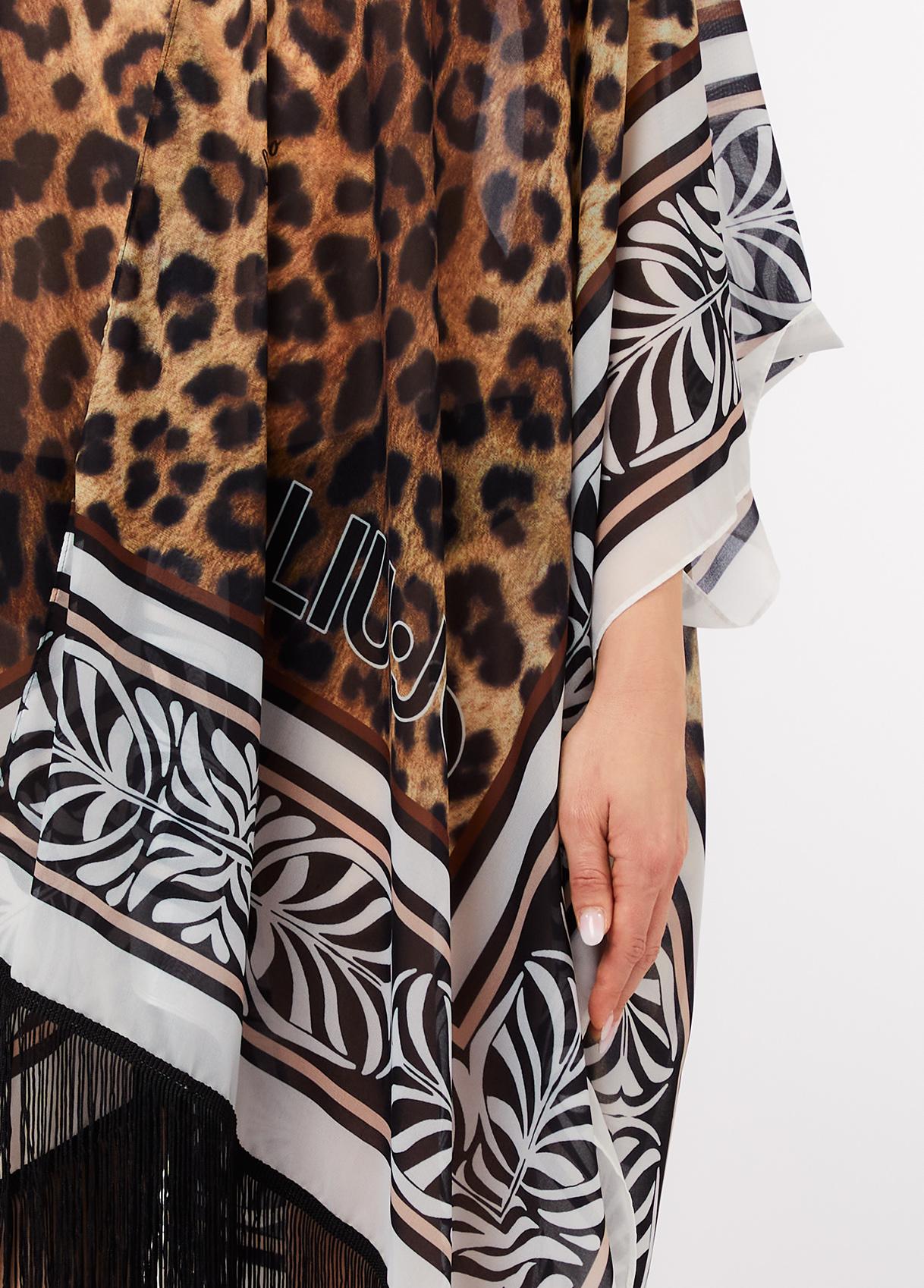 Caftano Liu Jo donna con stampa animalier e frange
