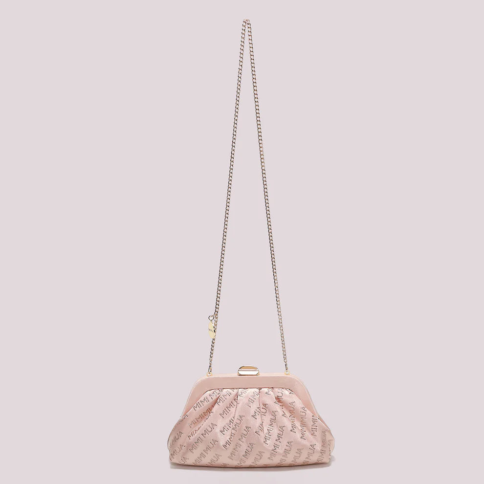 Mimi Mua clutch elegante con logo e tracolla catena Rosa TU | Giò Fashion