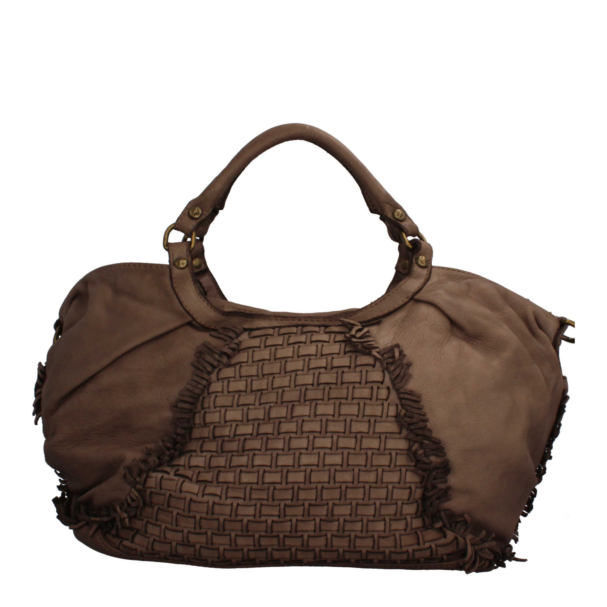 Borsa Made in Italy in pelle intrecciata con tracolla