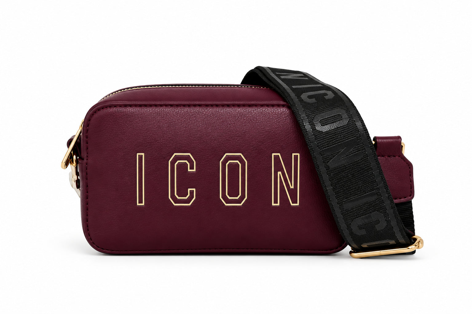 Borsa camera bag con tracolla logata e scritta