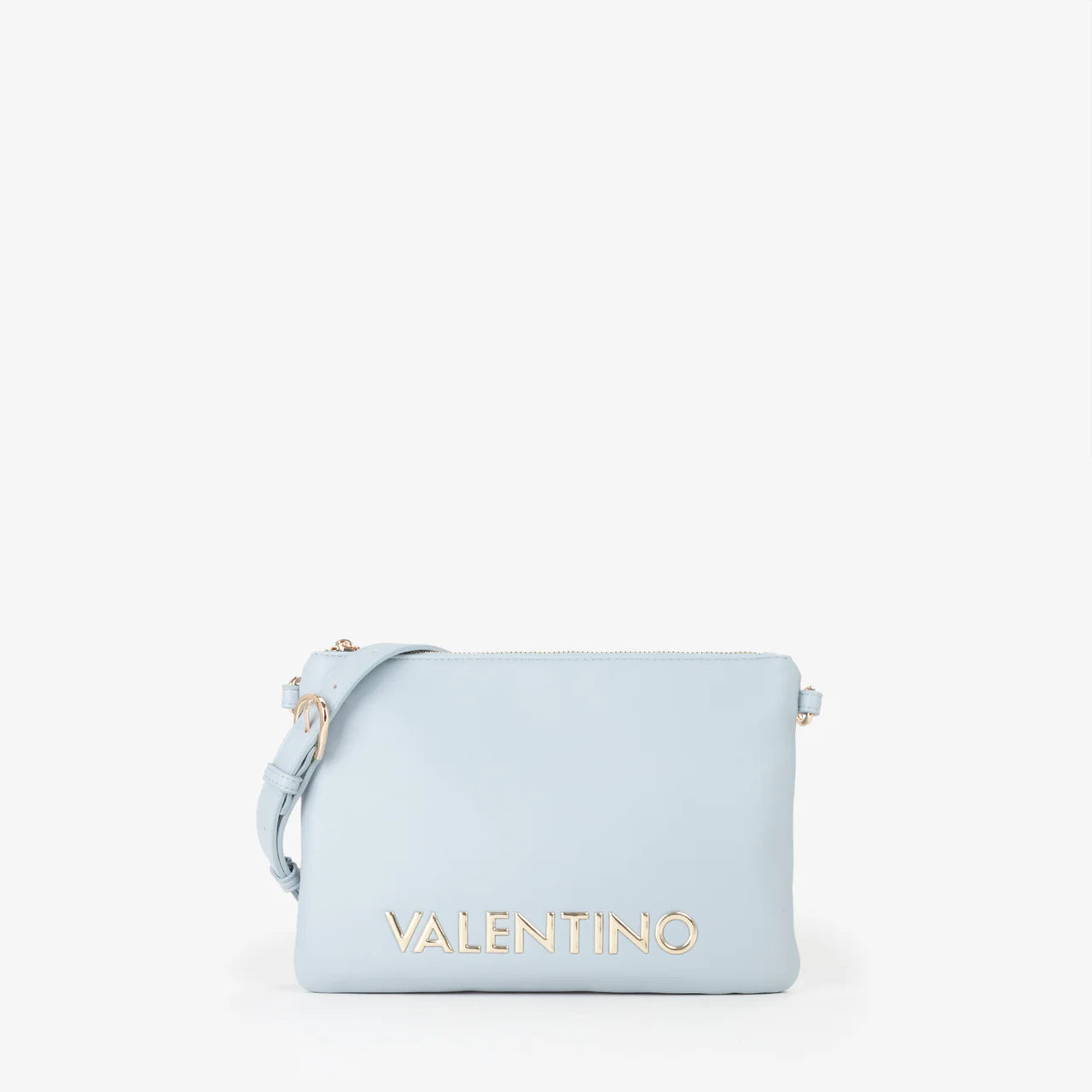 Valentino pochette donna elegante con tracolla e logo frontale AZZURRO TU | Giò Fashion