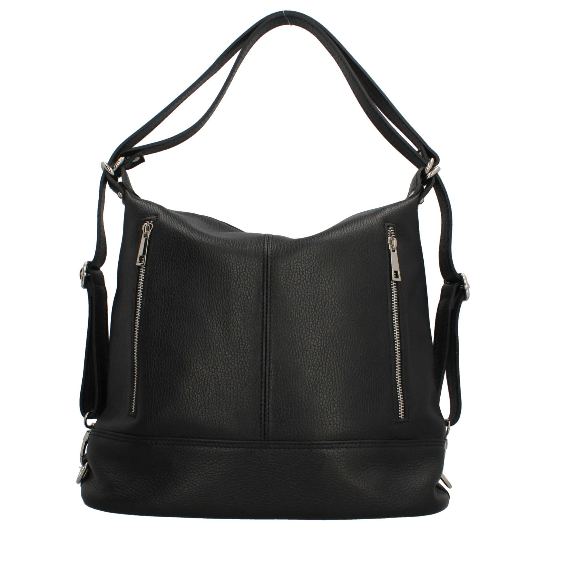 Borsa zaino Made in Italy con tasche frontali e tracolla regolabile Nero TU | Giò Fashion