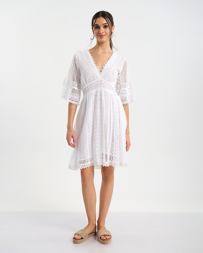Ble Resort Collection Abito Ricamato a Maniche 3/4