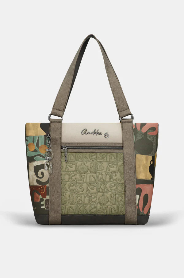 Borsa shopper donna Anekke con manici lunghi e tasca esterna VERDE TU | Giò Fashion