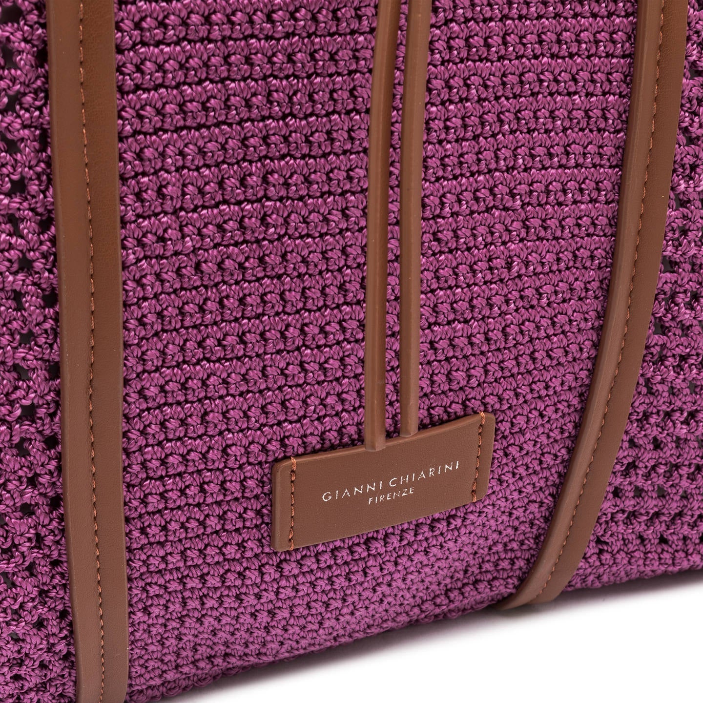 Shopping bag Gianni Chiarini in tessuto uncinetto con design raffinato Viola TU | Giò Fashion