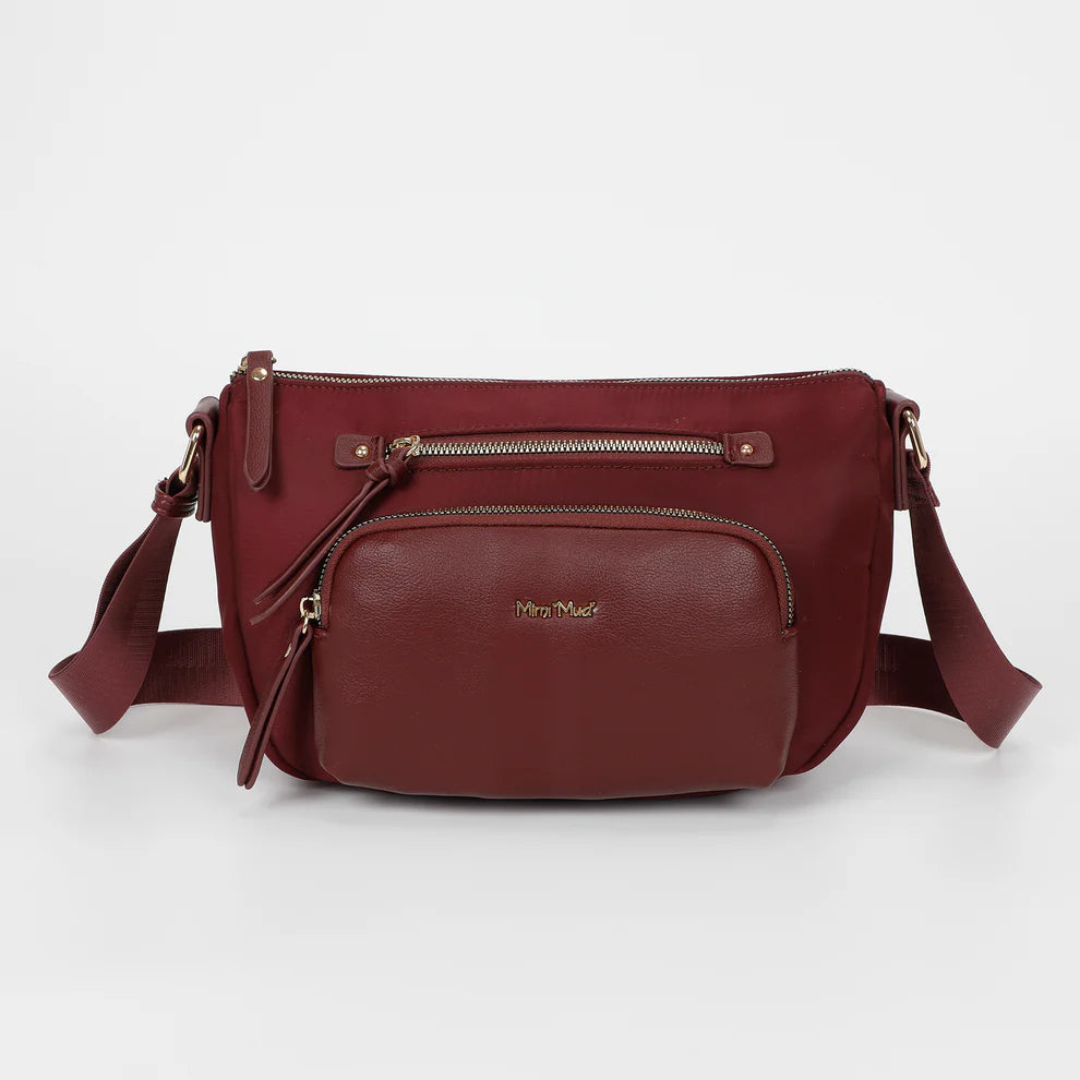 Mimi Mua borsa a tracolla con tasche frontali BORDEAUX TU | Giò Fashion