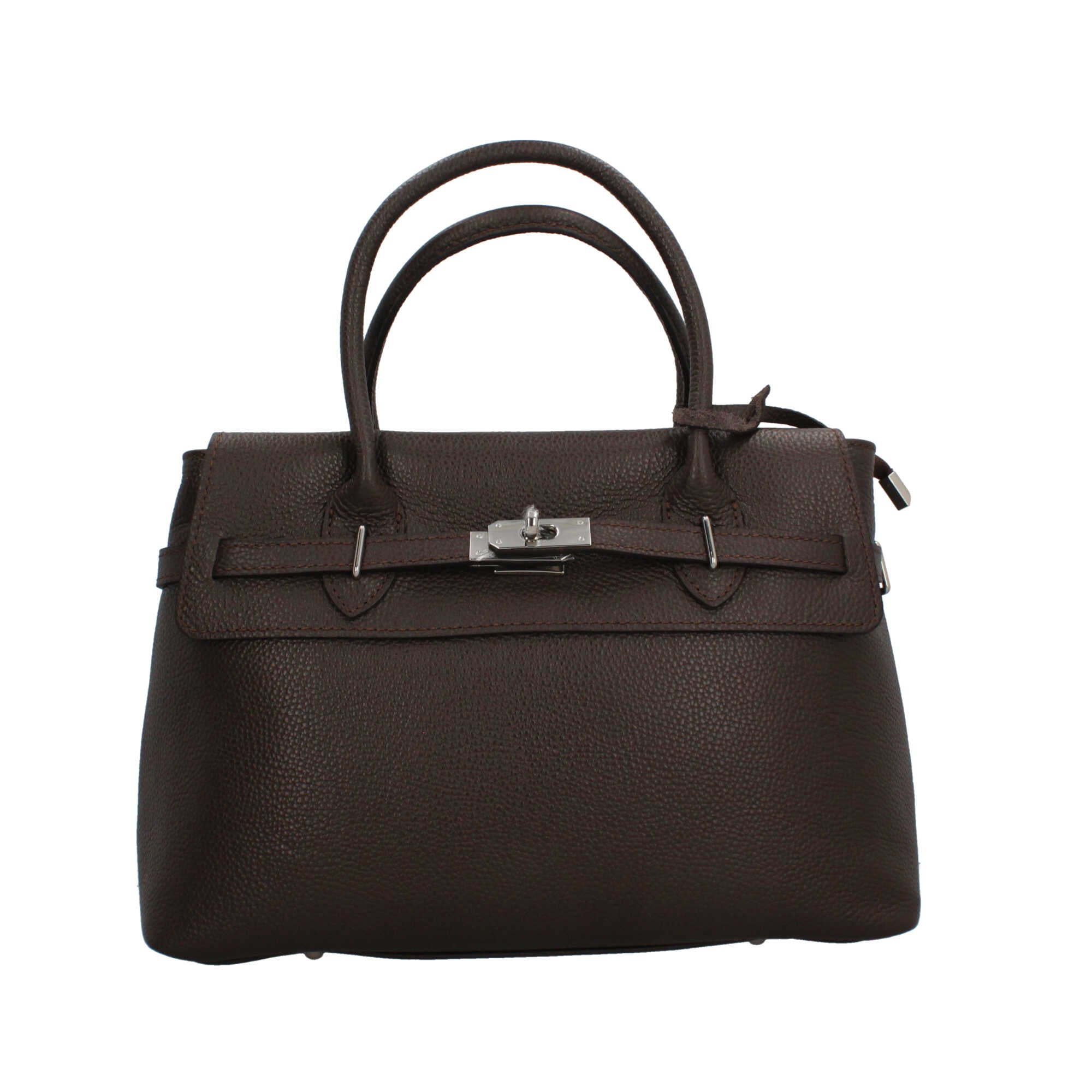 Borsa Made in Italy con manici rigidi e chiusura con dettaglio metallico Marrone TU | Giò Fashion